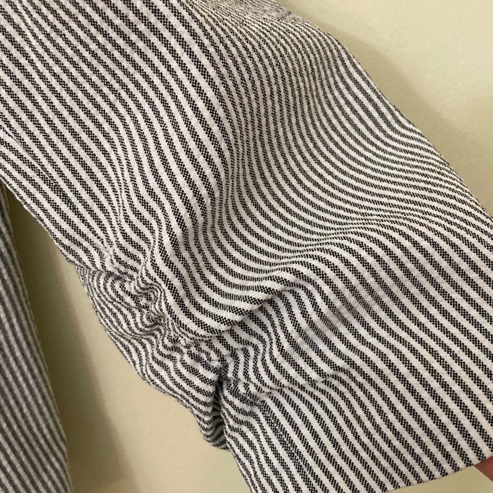 NWT  Le Suit Petite Striped Ruched-Sleeve Fully Lined One-Button Pantsuit - Picture 5 of 9